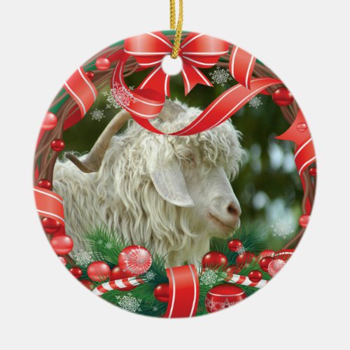 YOUR GOAT Photos Christmas Wreath Ceramic Ornament