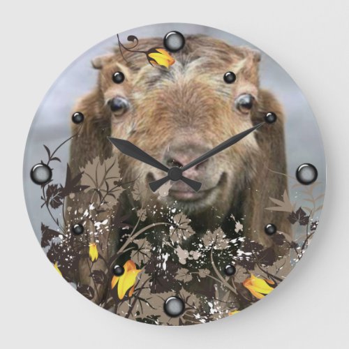 YOUR Goats PHOTO Floral  Wall Clock