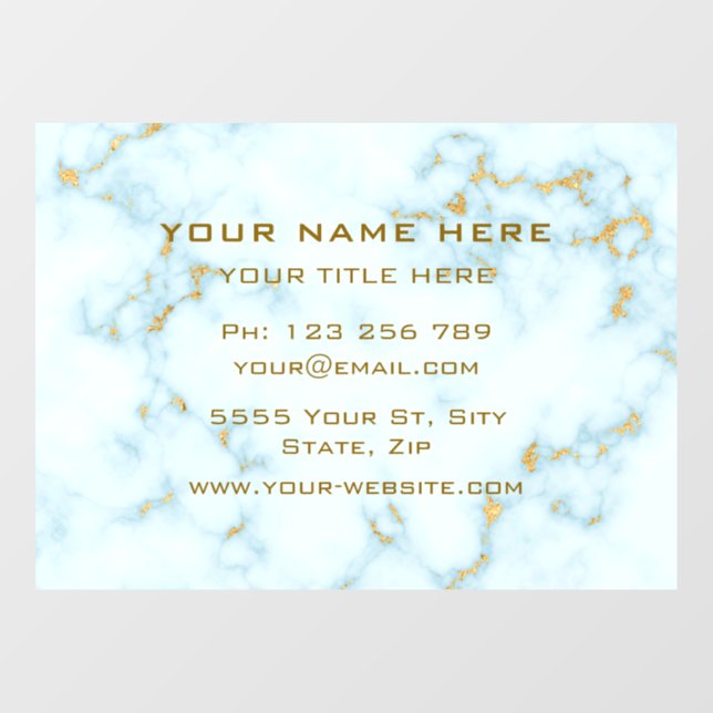 Your Gold White Marble Golden Text Window Cling (Sheet)