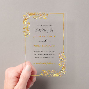 Your Golden Acrylic Wedding Invitation Example