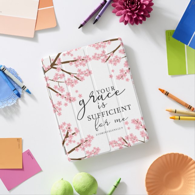 Your Grace is Sufficient Bible Cherry Blossoms iPad Smart Cover (In Situ)