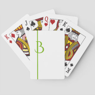 YOUR Graceful GREEN INITIAL & LINE ON CRISP WHITE Poker Cards