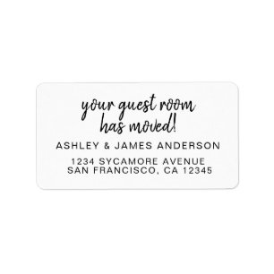 Your Guest Room Has Moved Black White New Address Label