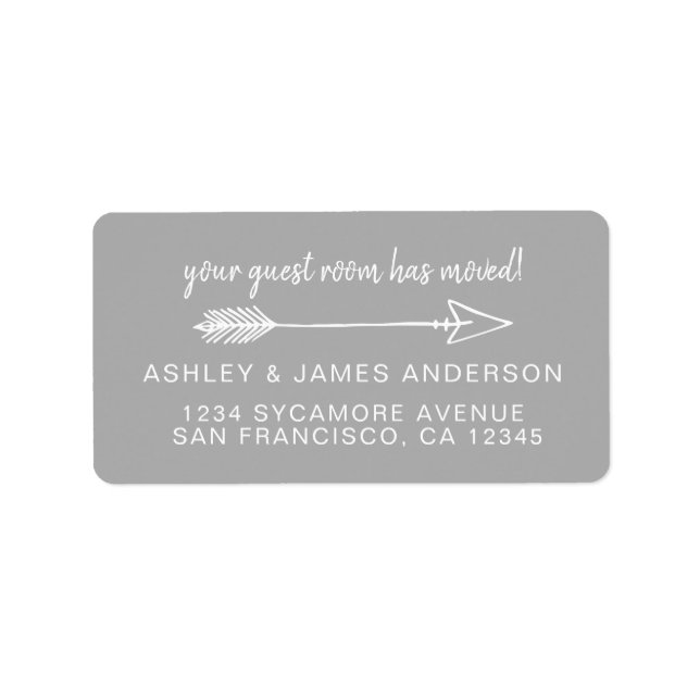 Your Guest Room Has Moved Gray New Address Label (Front)
