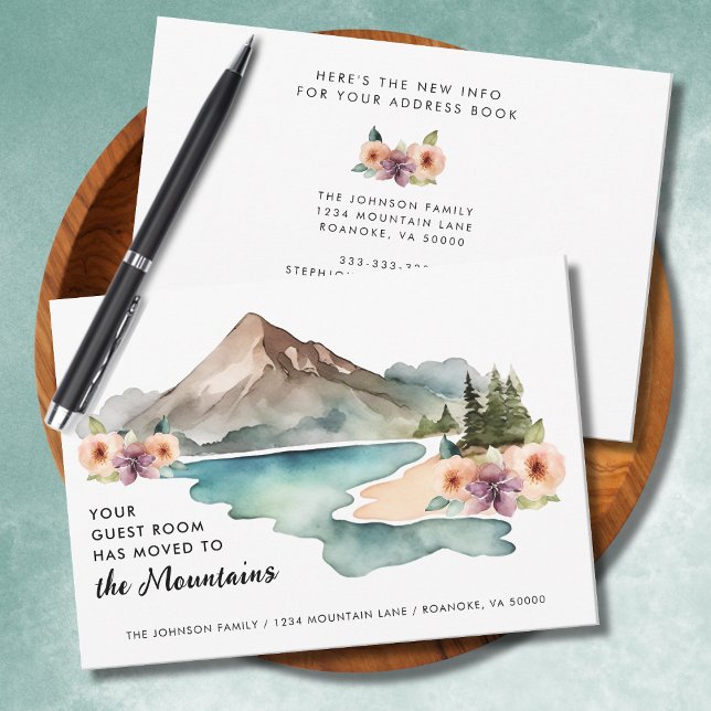 Your Guest Room Has Moved Mountains Moving Announcement (Your Guestroom Has Moved to the Mountains Moving Announcement Flat Card)