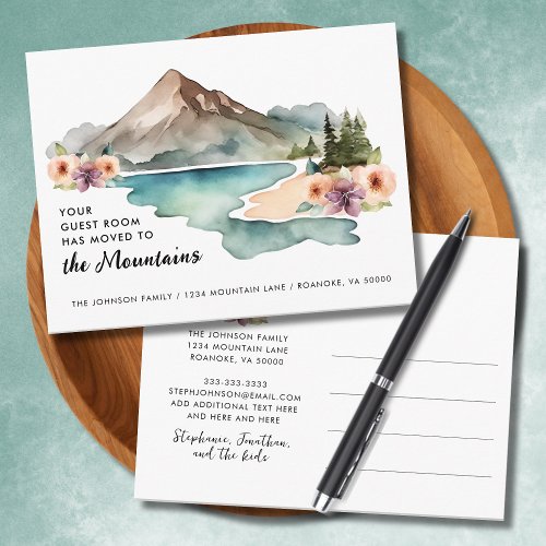 Your Guest Room Has Moved Mountains Moving Announcement Postcard