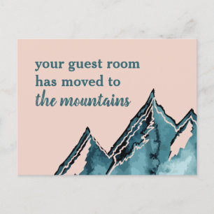 Your Guest Room Moved Blush and Teal Mountains Ann Announcement Postcard