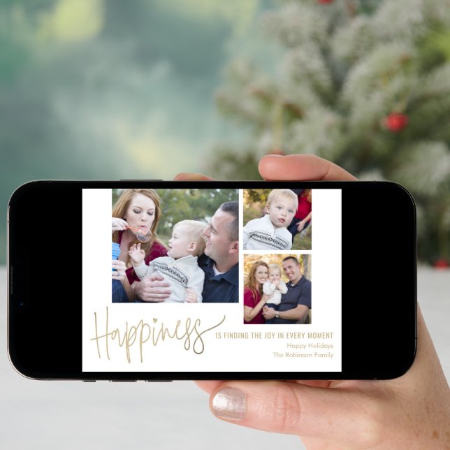 Your Happiness 3 Photos Holiday Photo Cards (Front Digital)