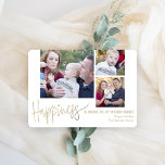 Your Happiness 3 Photos Holiday Photo Cards<br><div class="desc">Celebrate the season with this modern and stylish holiday card from Berry Berry Sweet. Matching items and more design options are available at our store: www.berryberrysweet.com. Background color can be customized online to best match your photo!</div>
