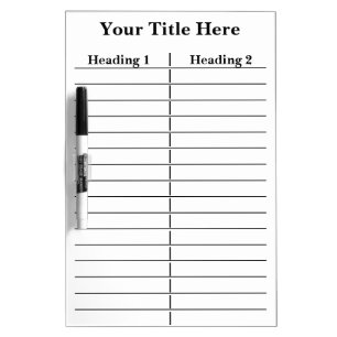 Your Heading Two Column Dry Erase Boards