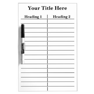 Your Heading Two Column Dry Erase Boards