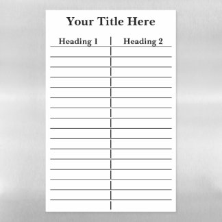 Your Heading Two Column Dry Erase Sheets
