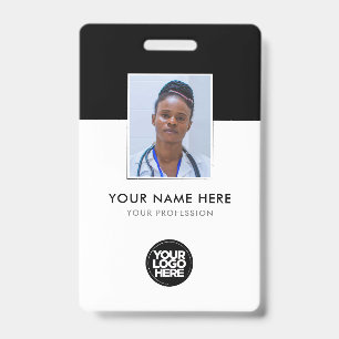 Your Health Care Company Logo Black Photo Name Badge