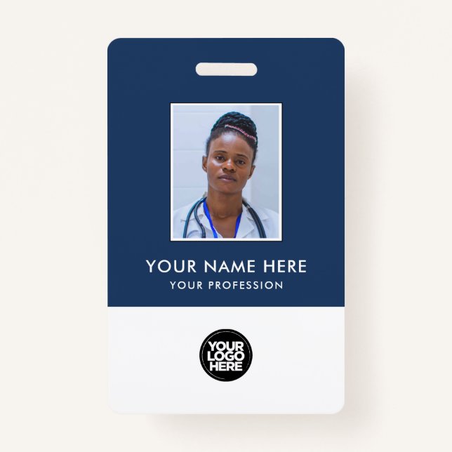 Your Health Care Company Logo Photo Clip Name Badge (Front)