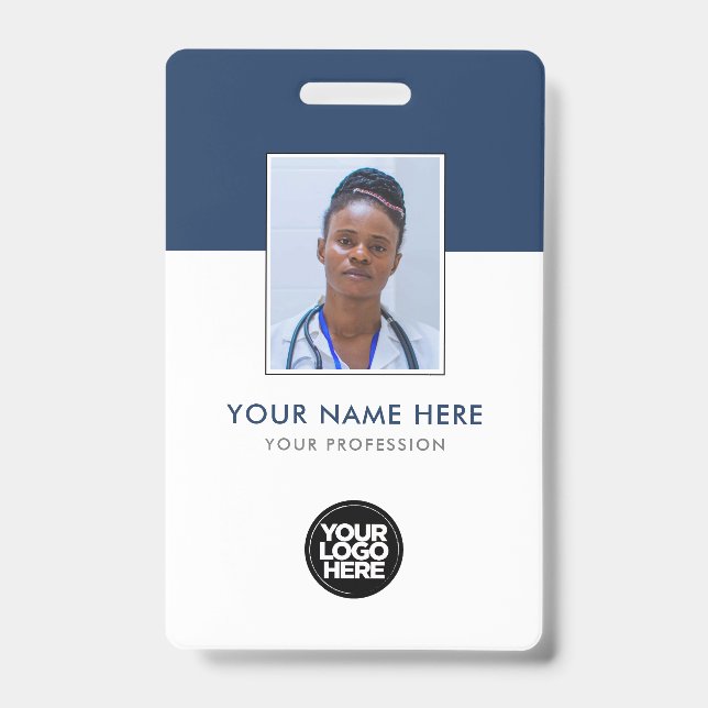 Your Health Care Company Logo Photo Clip Name Badge (Front)