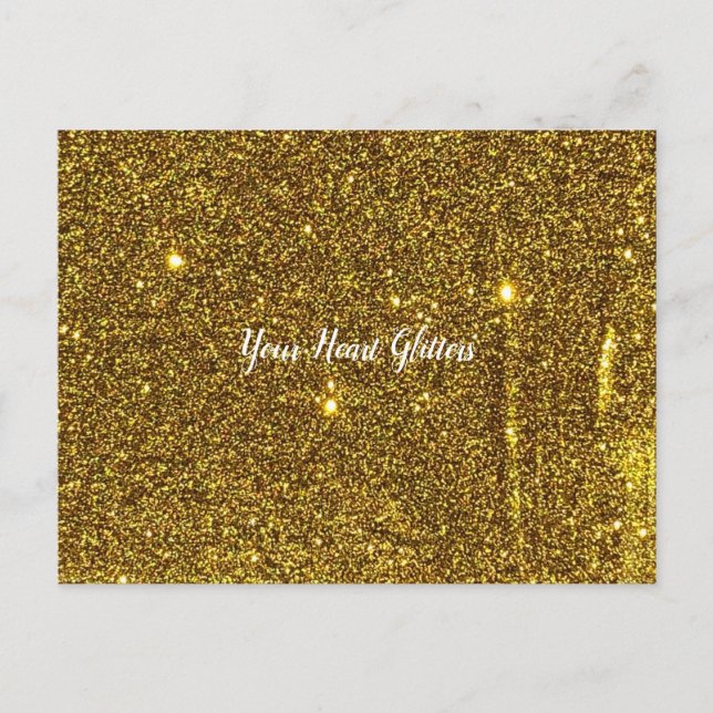 Your Heart Glitters Gold Glitter Postcard (Front)