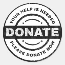 Your Help Is Needed Donation Stickers for Charity