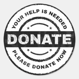 Your Help Is Needed Donation Stickers for Charity