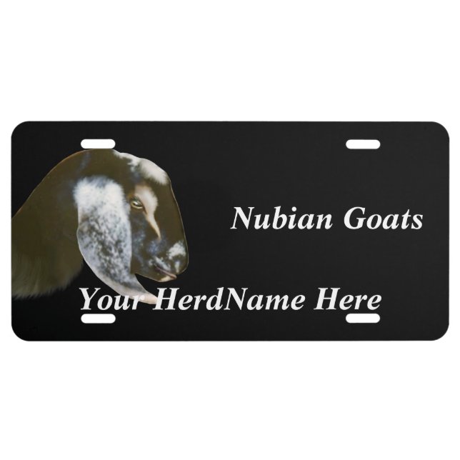 YOUR HERD NAME Nubian Goats Drawing License Plate (Front)