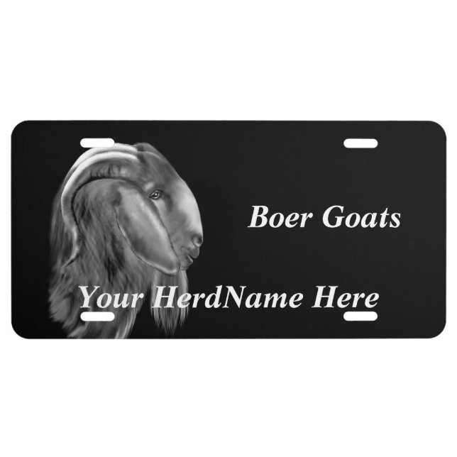YOUR HERDNAME Boer Goats Sketch License Plate (Front)