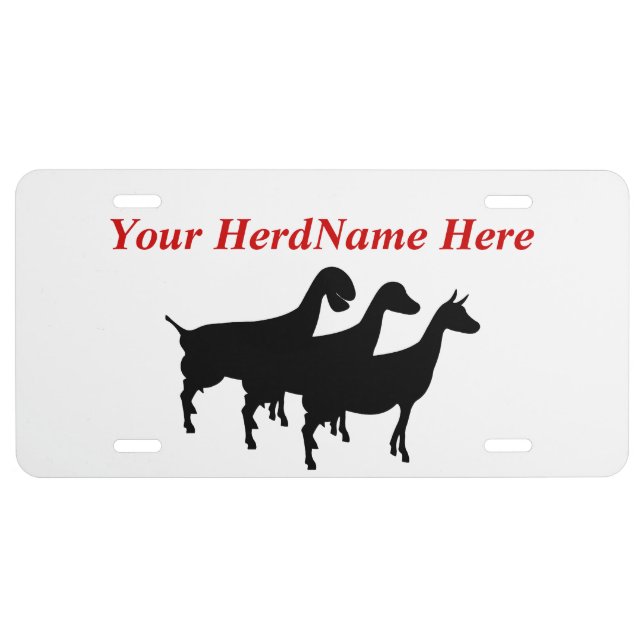 YOUR HERDNAME Dairy Goats Silhouette License Plate (Front)