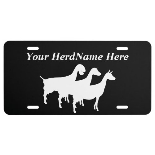 YOUR HERDNAME Dairy Goats WHITE Silhouette License Plate