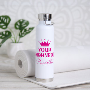 Your Highness funny pink princess crown custom Water Bottle