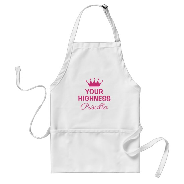 Your Highness funny pink princess crown kitchen Ad Adult Apron (Front)