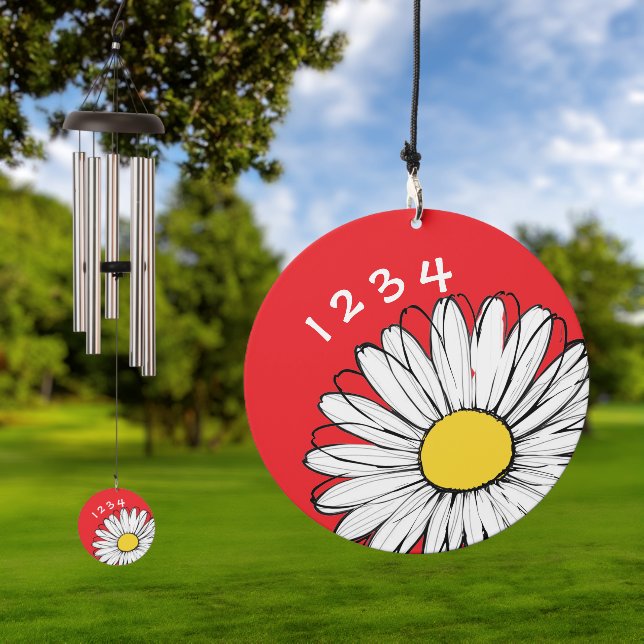 Your Home Number Personalized Custom Daisy Flower Wind Chime (Outdoor)