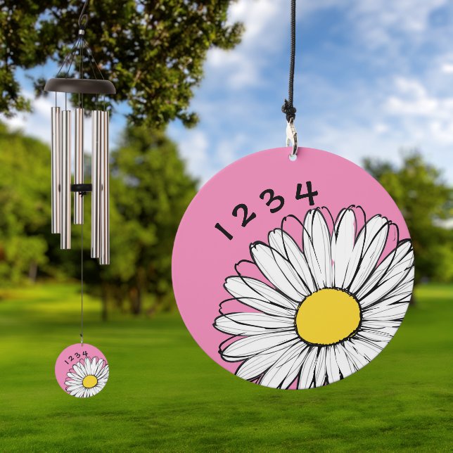 Your Home Number Personalized Custom Daisy Flower Wind Chime (Outdoor)
