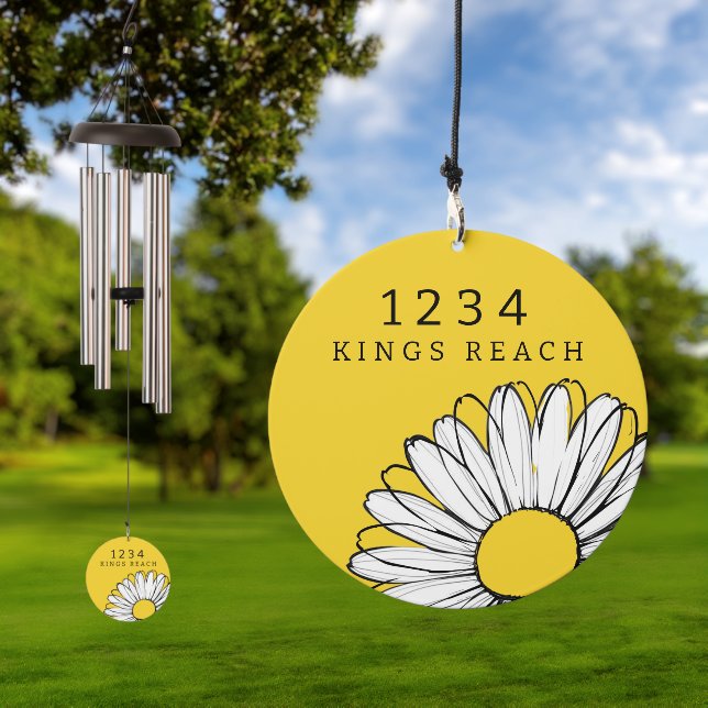Your Home Number Personalized Custom Daisy Flower Wind Chime (Outdoor)