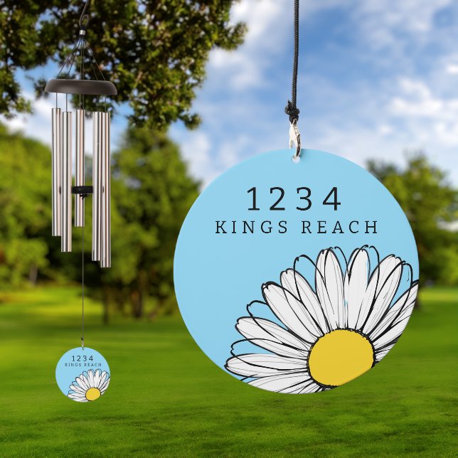 Your Home Number Personalized Custom Daisy Flower Wind Chime (Outdoor)