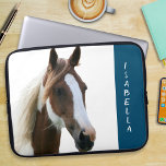 Your Horse Custom Pet Photo Portrait Laptop Sleeve<br><div class="desc">Customize your own laptop sleeve, with a name and picture of your horse. Click on 'Personalize' to upload your preferred photo, and a name which will appear on the blue panel. Your laptop will be unmistakable when you use this stylish, individual cover, customized with a photographic portrait of your horse....</div>