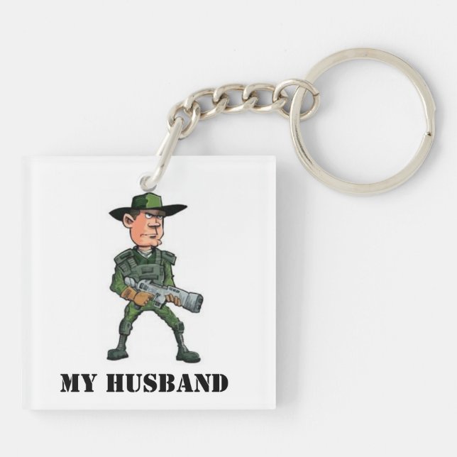 Your husband vs. My husband Keychain (Back)