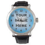 Your Image Black Numbers White Edged Template Watch at Zazzle