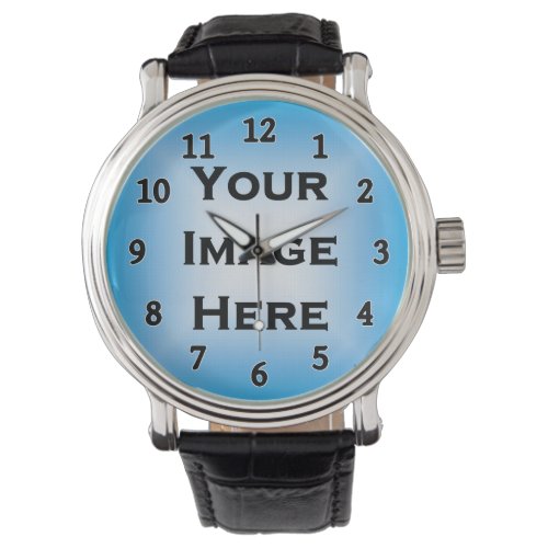 Your Image Black Numbers White Edged Template Watch