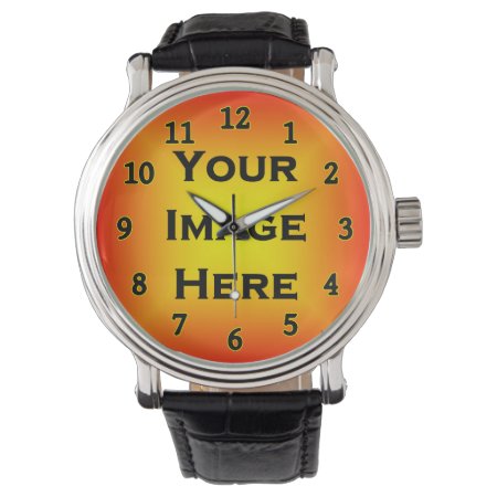 Your Image Black Numbers Yellow Edged Template Watch