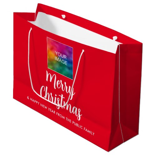 Your Image Company Logo Add Text Merry Christmas Large Gift Bag