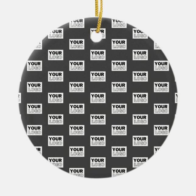 Your Image Design or Business Logo Tiled | Grey Ceramic Ornament (Front)