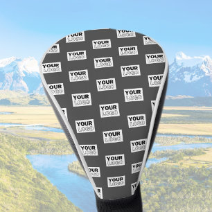 Your Image Design or Business Logo Tiled Grey Golf Head Cover