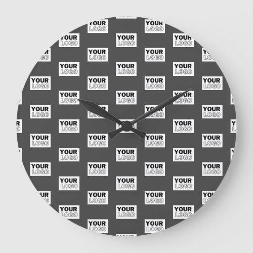 Your Image Design or Business Logo Tiled  Grey Large Clock