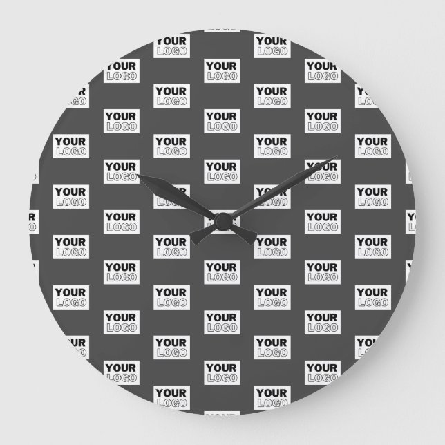 Your Image Design or Business Logo Tiled | Grey Large Clock (Front)