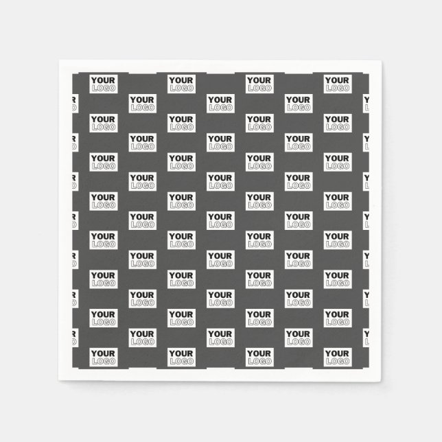 Your Image Design or Business Logo Tiled | Grey Napkins (Front)