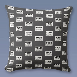 Your Image Design or Business Logo Tiled   Grey Throw Pillow