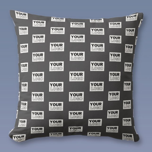 Your Image Design or Business Logo Tiled | Grey Throw Pillow (Creator Uploaded)