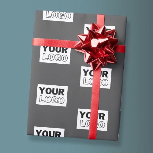 Your Image Design or Business Logo Tiled  Grey Wrapping Paper