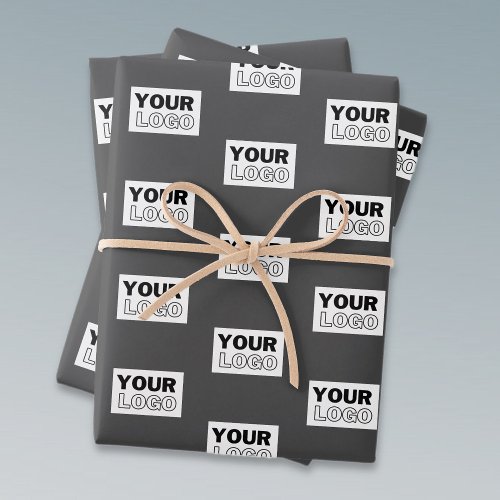 Your Image Design or Business Logo Tiled  Grey Wrapping Paper Sheets