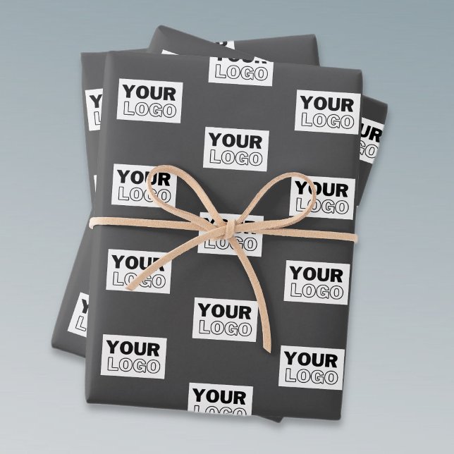 Your Image Design or Business Logo Tiled | Grey Wrapping Paper Sheets (Creator Uploaded)