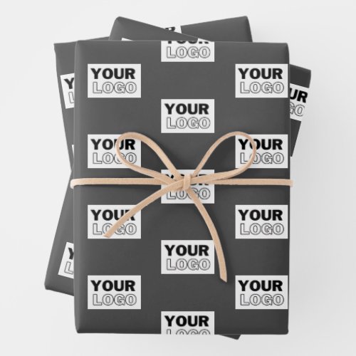 Your Image Design or Business Logo Tiled  Grey Wrapping Paper Sheets
