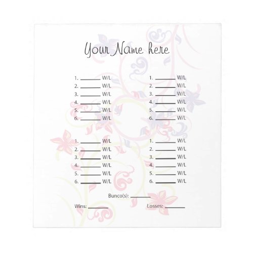 Your Image Here Bunco SheetCard Notepad